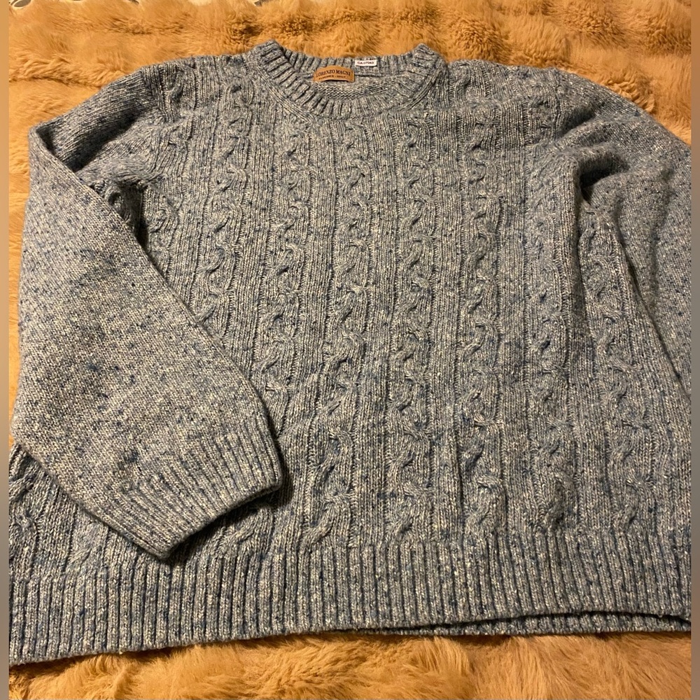 Made in Italy Lorenzo Magni Chunky Knit Pullover Sweater With Cable Design